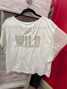 WILD Graphic Short Sleeve Women's Top - White